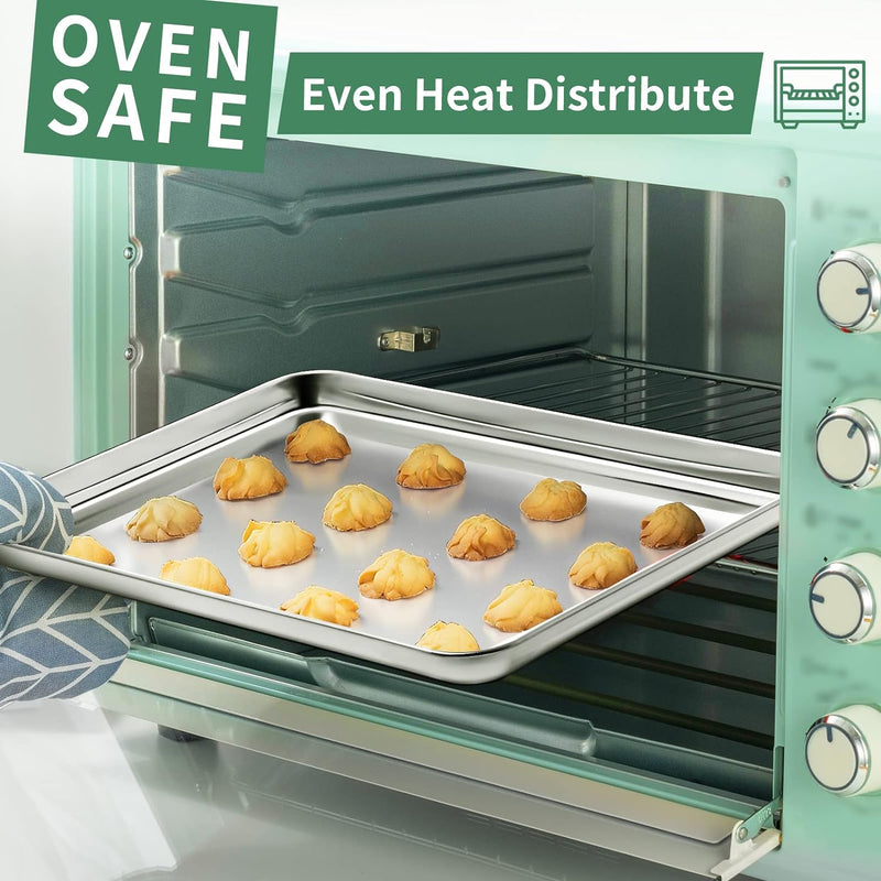 2-Piece Baking Sheet Set - Rectangle 18x13x1 Stainless Steel Non-Toxic  Easy to Clean