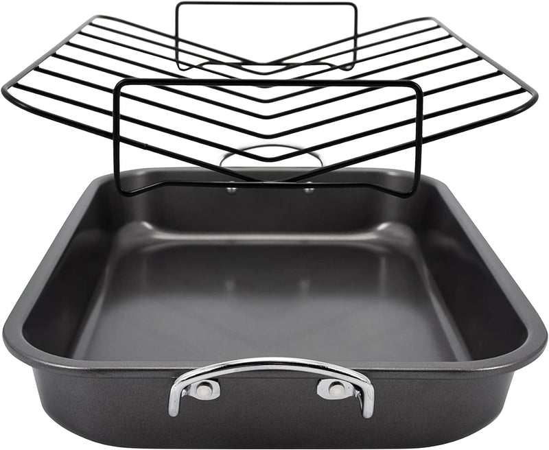 Eternal Living Turkey Roaster Set with Carving Tools Basting Brush  Black 15-Inch