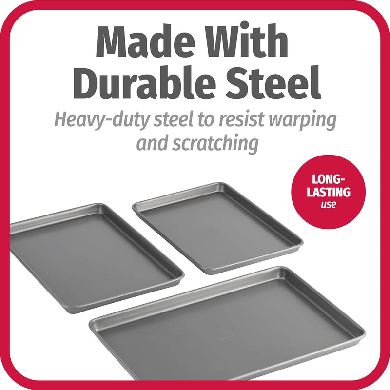 Nonstick Cookie Sheet Set - Goodcook 3-Piece Steel Set