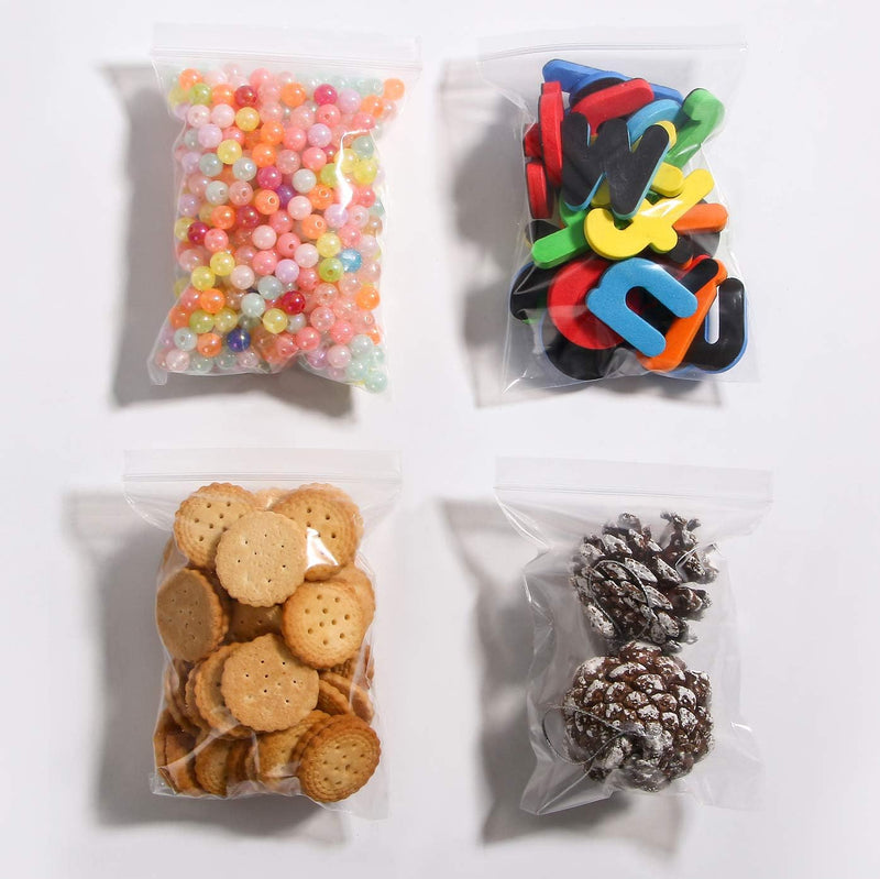 400 Small Ziplock Bags - 2 x 3 Inches Resealable Self Sealing Clear Plastic Bags for Jewelry Cookies Candy Birthday Parties