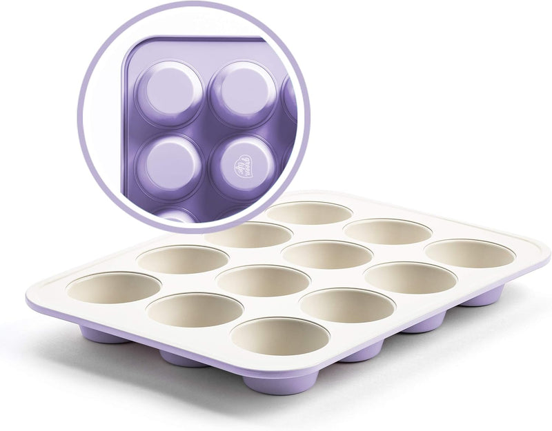 GreenLife Ceramic Nonstick Muffin and Cupcake Baking Pan - 12 Cup PFAS-Free Turquoise
