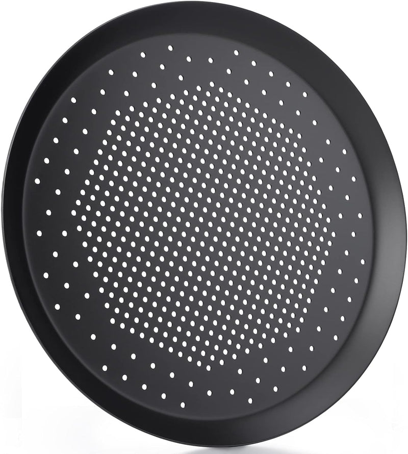 Beasea 16 Inch Nonstick Perforated Pizza Pan with Holes - Aluminum Alloy Round Baking Tray for Home Kitchen Restaurant