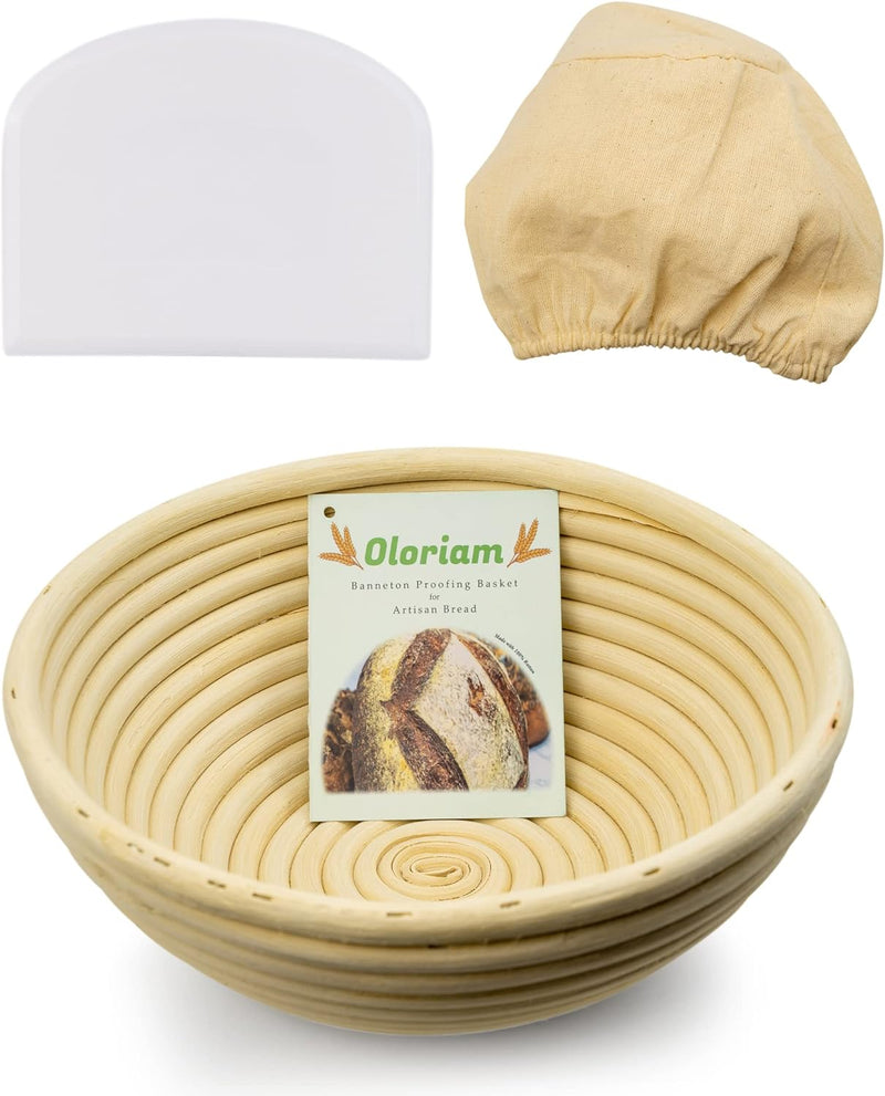 Sourdough Bread Banneton Proofing Basket Set with Dough Scraper