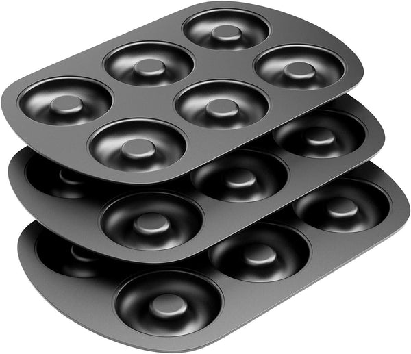 Non-Stick Donut Baking Pans - Set of 3 6-Cavity Full-Sized Donuts 3 14 Individual Size