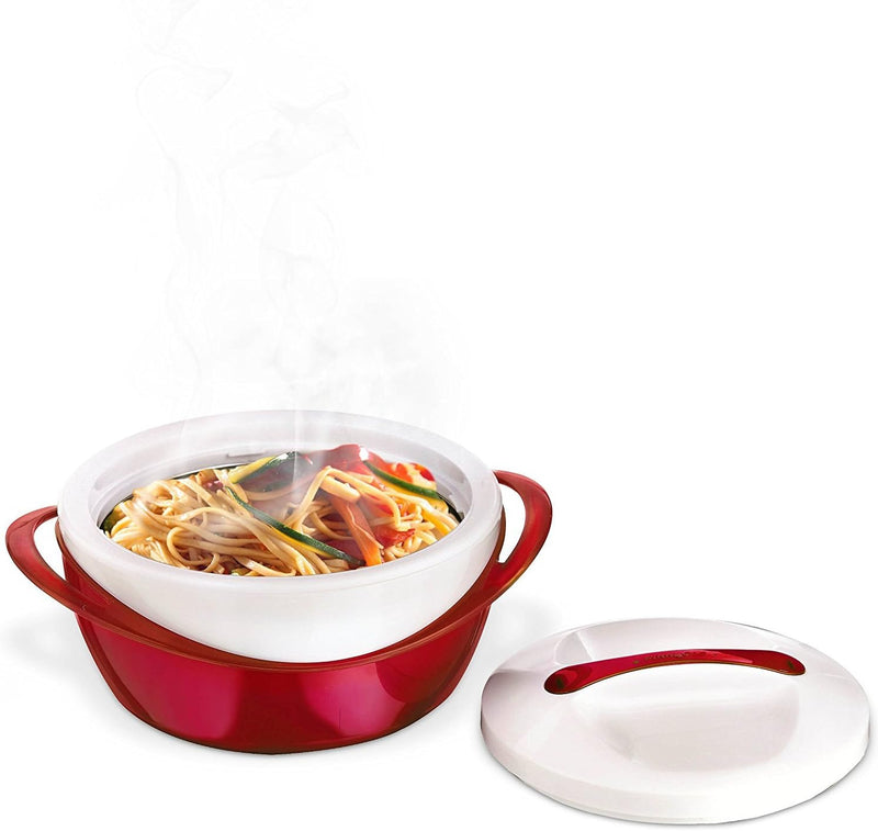 Pinnacle Large Insulated Casserole Dish with Lid - 36 qt Thermal Food WarmerCooler - Stainless Steel Container - Holiday Red