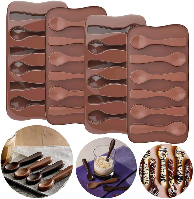 Silicone Chocolate Spoon Mold - 4 Piece Hot Cocoa  Coffee Stirring Spoons for Handmade Treats