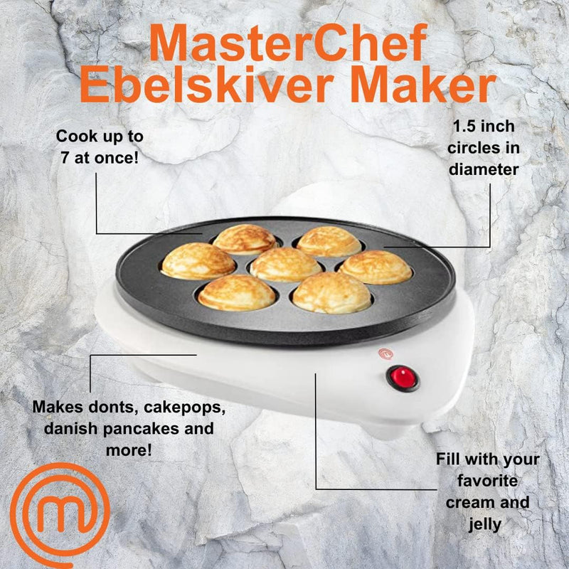 MasterChef Ebelskiver Maker - Nonstick Easy Clean Appliance for Takoyaki Donut Holes Cake Pops  More