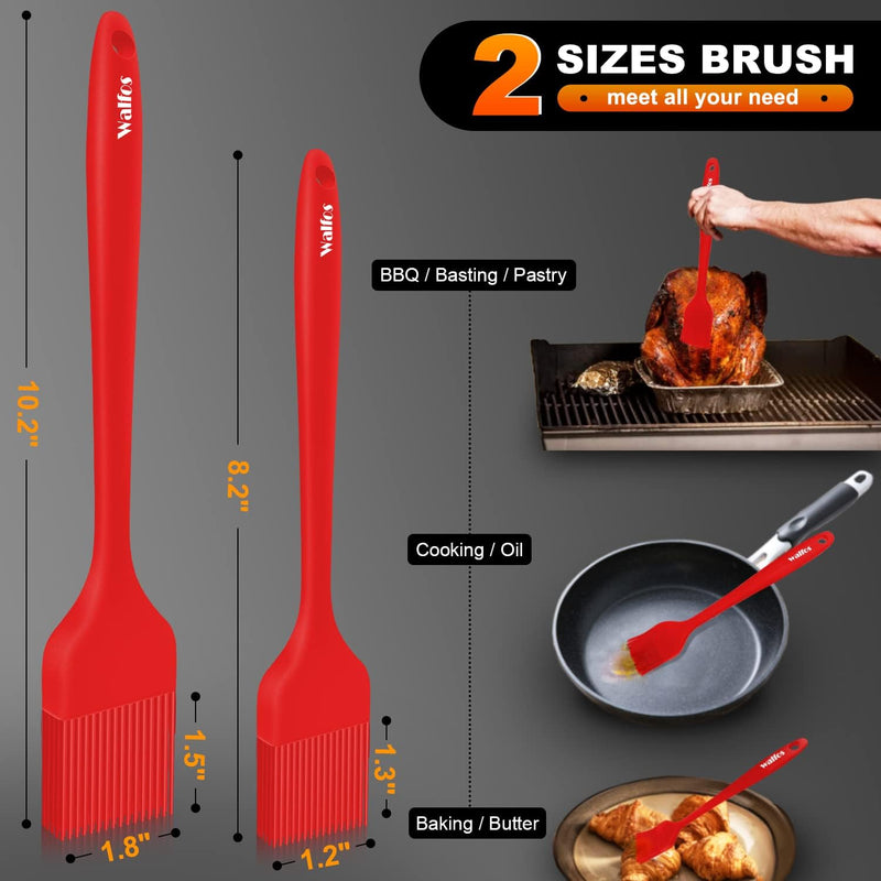 Walfos Silicone Basting Pastry Brush Set 2 Pcs - Heat Resistant for BBQ Baking  Cooking