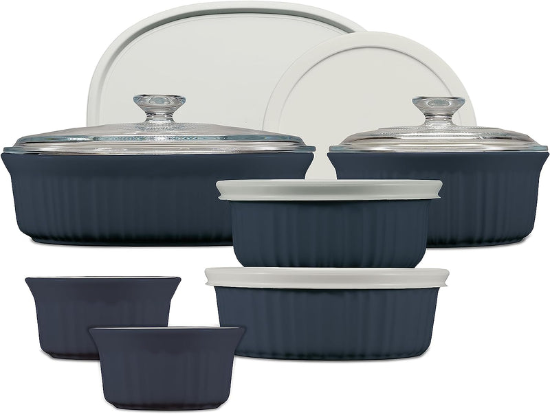 CorningWare French White 7-Pc Ceramic Bakeware Set with Lids Chip  Crack Resistant Stoneware Dish