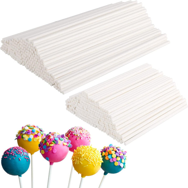 400 White Cake Pop Sticks - 4 and 6 Inch - for Cake Toppers Chocolates Cookies Halloween Candy Melt Pops