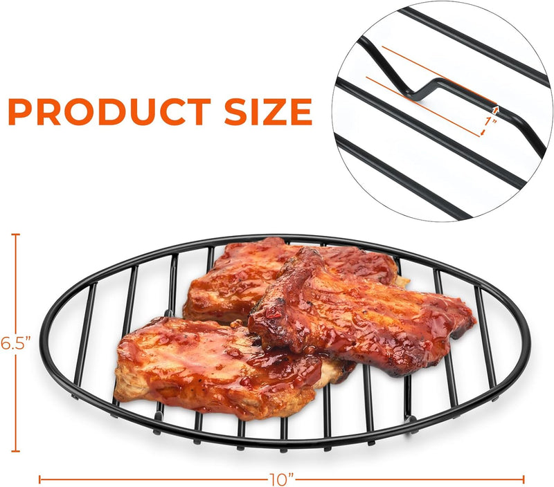 Roasting Rack - V Shape Non-Stick Wire Rack for Cooking Cooling and Grilling in 10x8 Black