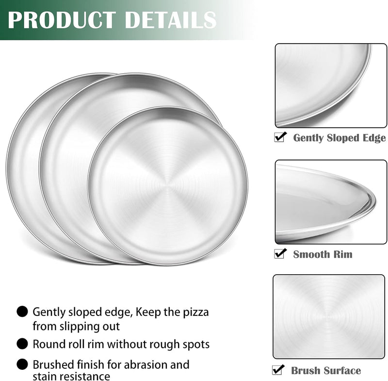 Stainless Steel Pizza Pan Set of 2 - 13 Round Tray for Pizza Pie Cookie and Cake