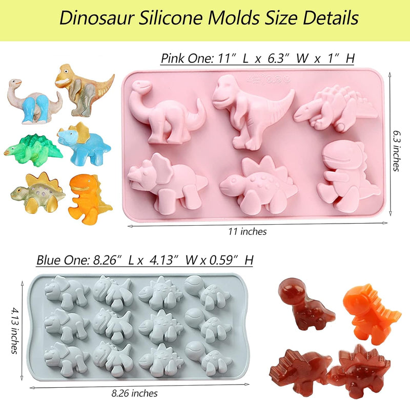 Dinosaur Silicone Candy Molds - Kid-Friendly 3D Christmas Cake Decorations 2 Pack