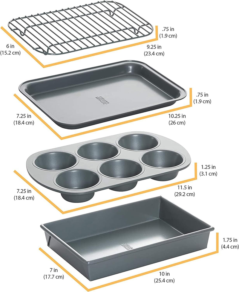 Chicago Metallic Non-Stick Toaster Oven Bakeware Set - 4-Piece