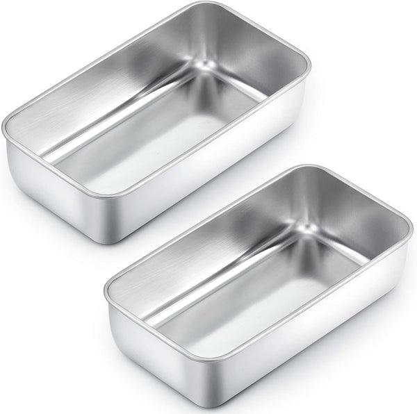 TeamFar Loaf Pans - Set of 2 Stainless Steel Baking Pans for Bread and Meatloaf - Oven  Dishwasher Safe