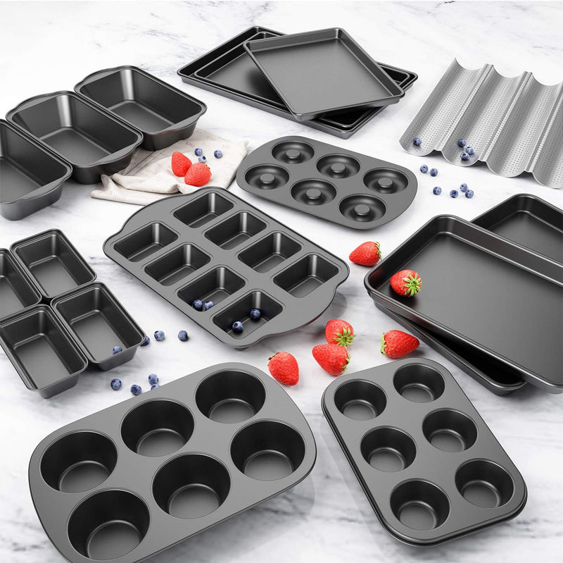 TIAWUDI 3 Pack Carbon Steel Nonstick Muffin Pan - 6 Cup Jumbo