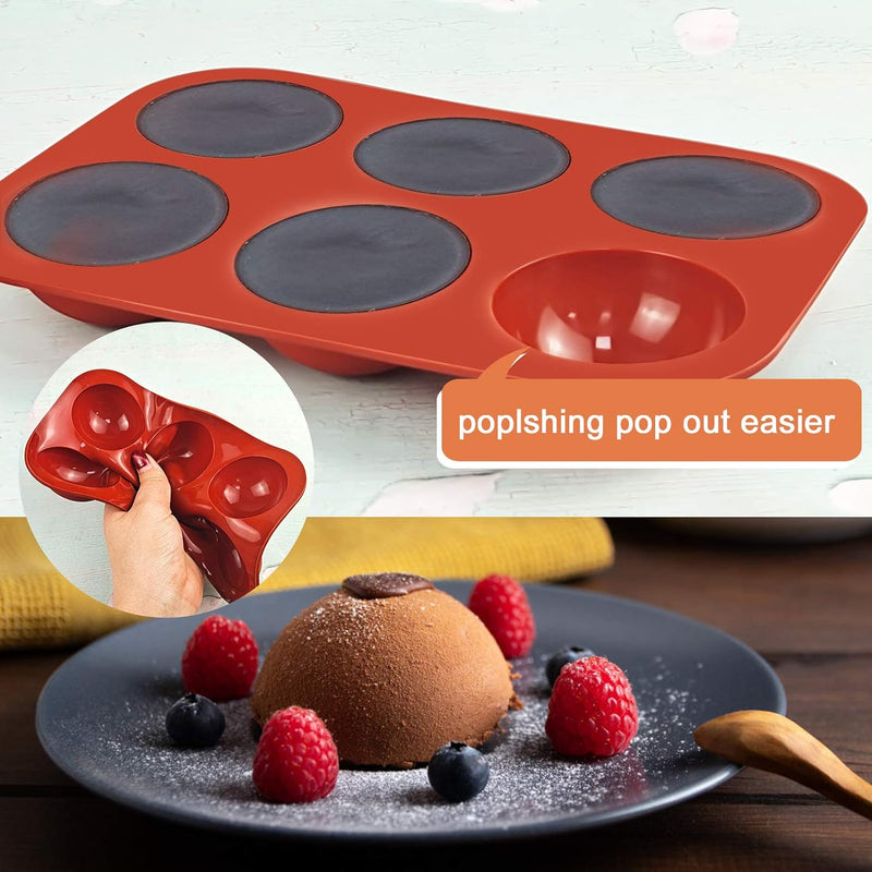 Mini Silicone Dessert Mold Set - 24 Cavities Semicircle Shape Round Dome for Cake Decoration Chocolate Candy Baking Mousse and Pudding - Pack of 2