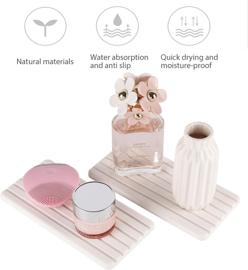 NiuYichee Diatomite Coasters - Set of 2 Water Absorbing Stone for Home - Grooved Design