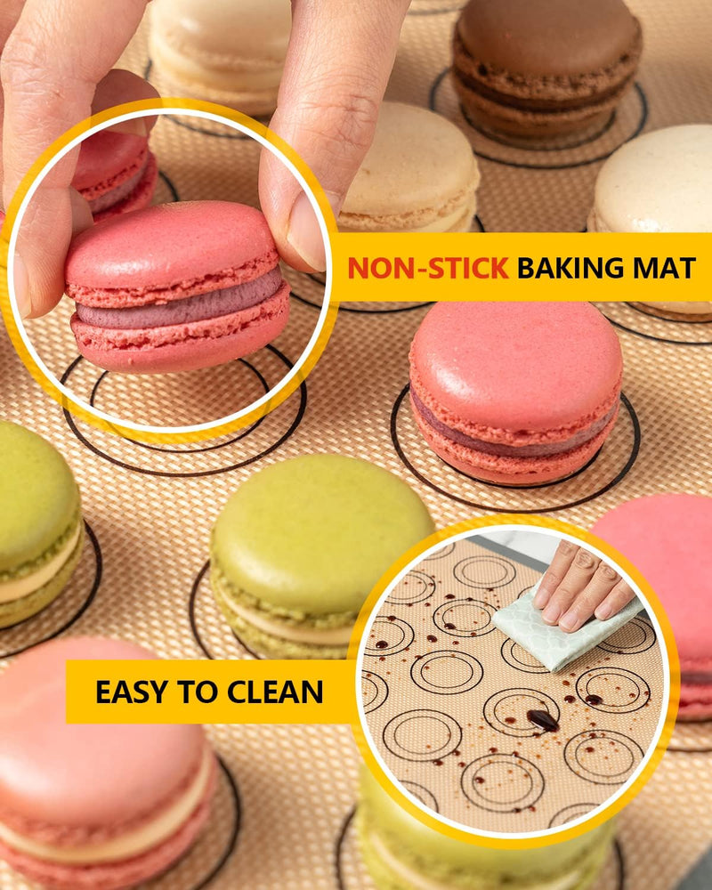 Katbite Silicone Baking Mat Set for Cookies Macarons and Bread - Large Set of 3