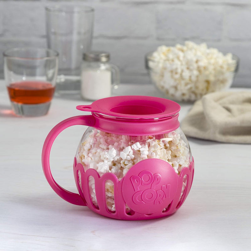 Ecolution Micro-Pop Microwave Popcorn Popper - Temperature Safe with 3-in-1 Lid BPA-Free Dishwasher Safe 15-Quart Pink