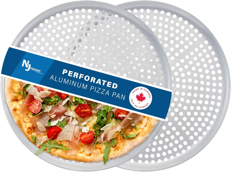 Restaurant-Grade Norjac 12 Perforated Pizza Pan 2 Pack - Aluminum Rust-Free Oven-Safe