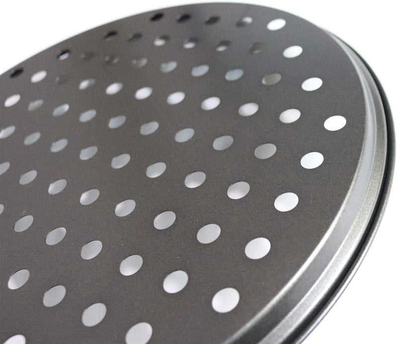 12 Nonstick Carbon Steel Pizza Pan with Holes for Home and Restaurant Baking