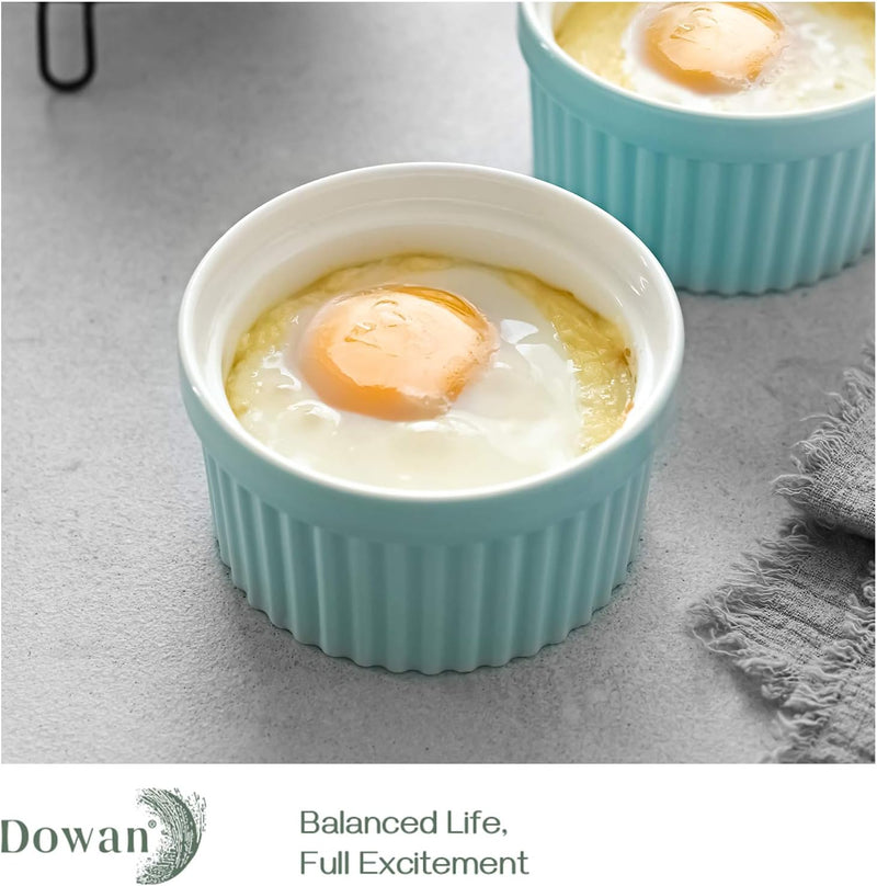 DOWAN Porcelain Ramekin Set - 4oz Baking 6 White