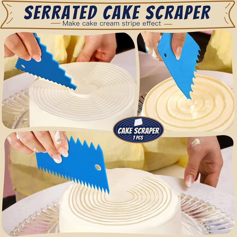 Teenitor 7-Piece Cake Scraper Set for Icing Dough and Fondant