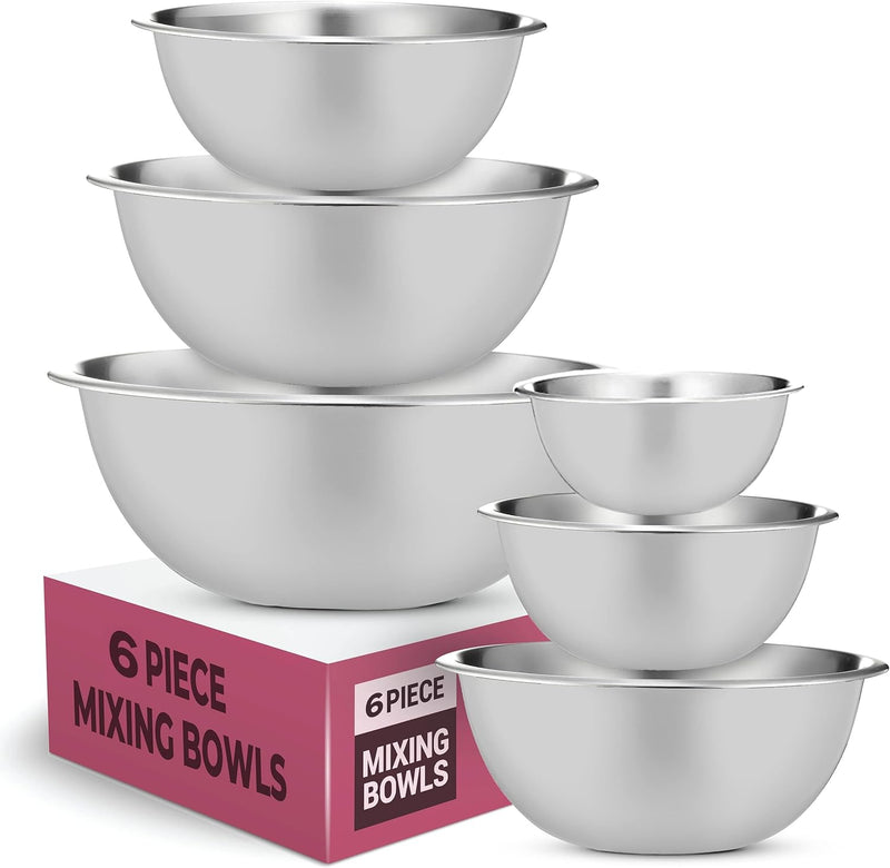 Stainless Steel Mixing Bowl Set - Space Saving Easy to Clean 5 Pieces