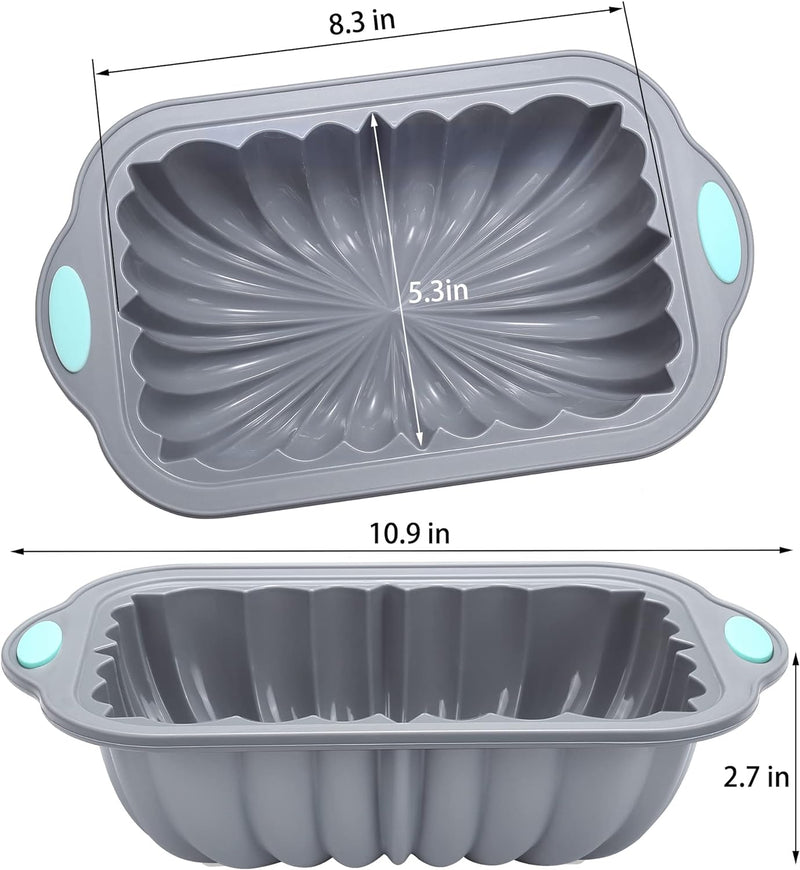 8-in-1 Silicone Baking Set - 6 Molds 2 Mats Cookie Sheet Cake Pan - Navy Blue