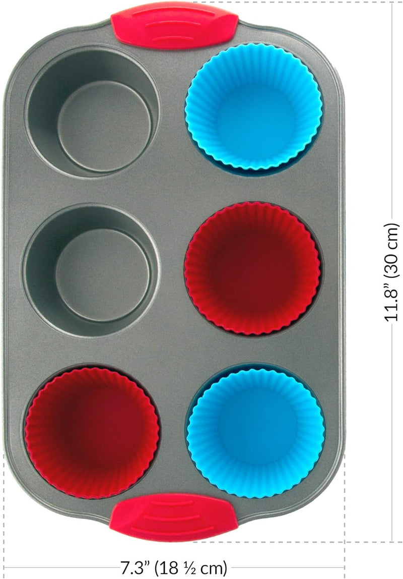 Non-Stick Silicone Muffin Pan - 12 Cups with Steel Frame - BPA Free  Non-Toxic