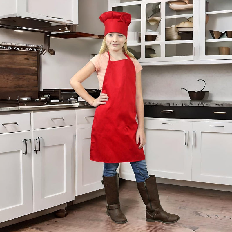 Kids Chef Hat and Apron Set - Real Cooking and Baking Wear Kit