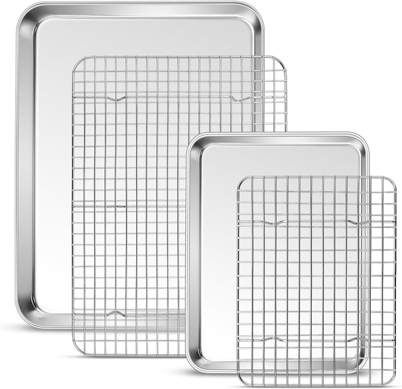 PP CHEF 8-Piece Stainless Steel Baking Sheet and Rack Set - Oven and Dishwasher Safe