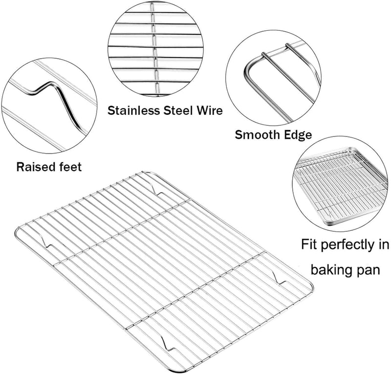 TeamFar Baking Sheet Set- 2 Pans  2 Racks Stainless Steel Non-Toxic Easy Clean Dishwasher Safe - Pack of 4