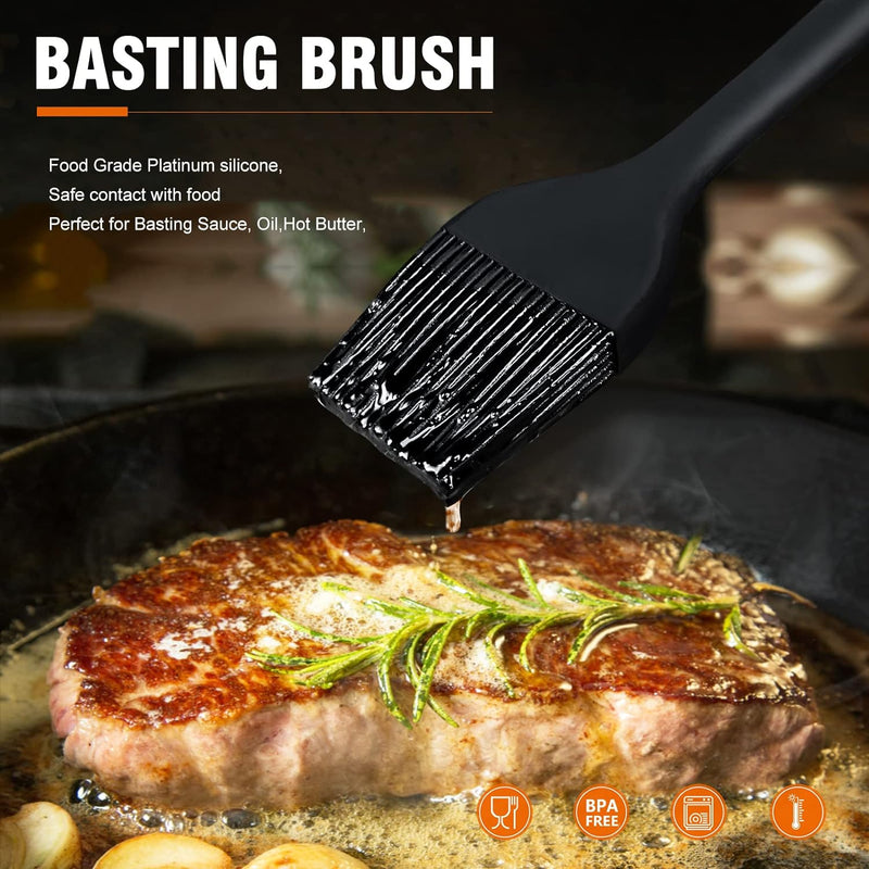 Walfos Silicone Basting Pastry Brush Set 2 Pcs - Heat Resistant for BBQ Baking  Cooking