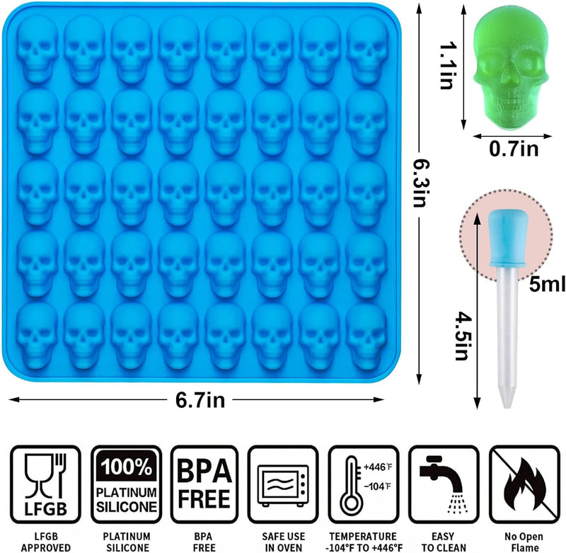 Silicone Gummy Candy Molds - 4 Shapes with Droppers