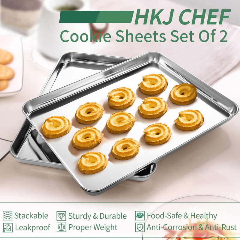 2-Piece Baking Sheet Set - Rectangle 18x13x1 Stainless Steel Non-Toxic  Easy to Clean