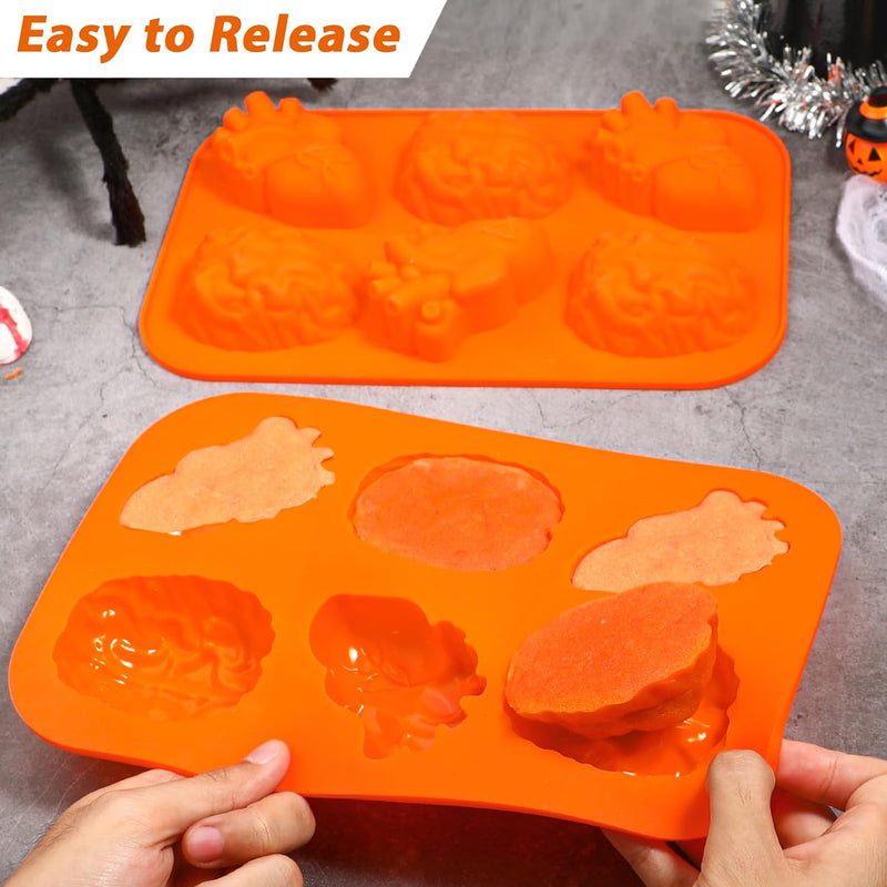 Silicone Halloween Cake Molds - Kamehame Brain Heart Shaped Dessert Molds