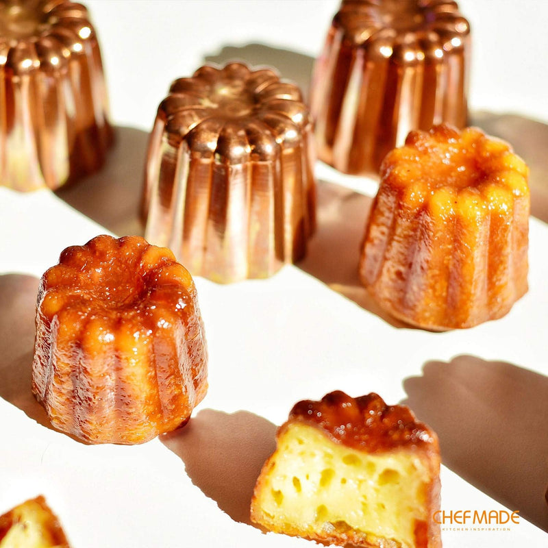 CHEFMADE 12-Cavity Non-Stick Canele Cake Pan - Champagne Gold