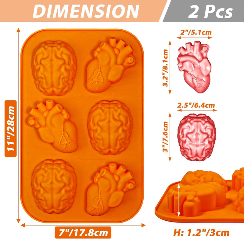 Silicone Halloween Cake Molds - Kamehame Brain Heart Shaped Dessert Molds