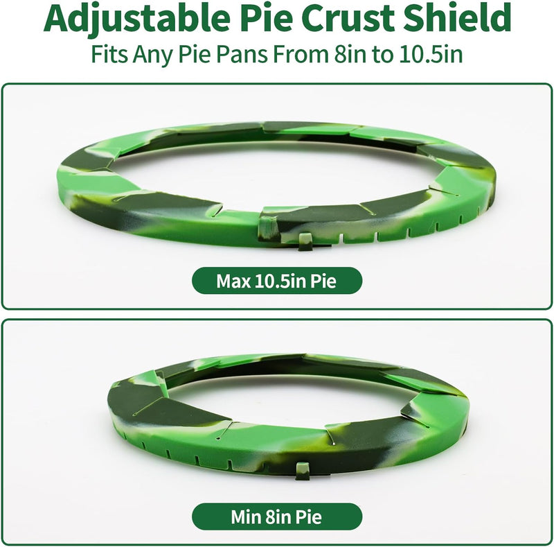 Silicone Pie Shield - 2 Pack Adjustable Bake Crust Protector for 8-105 Pie Pans