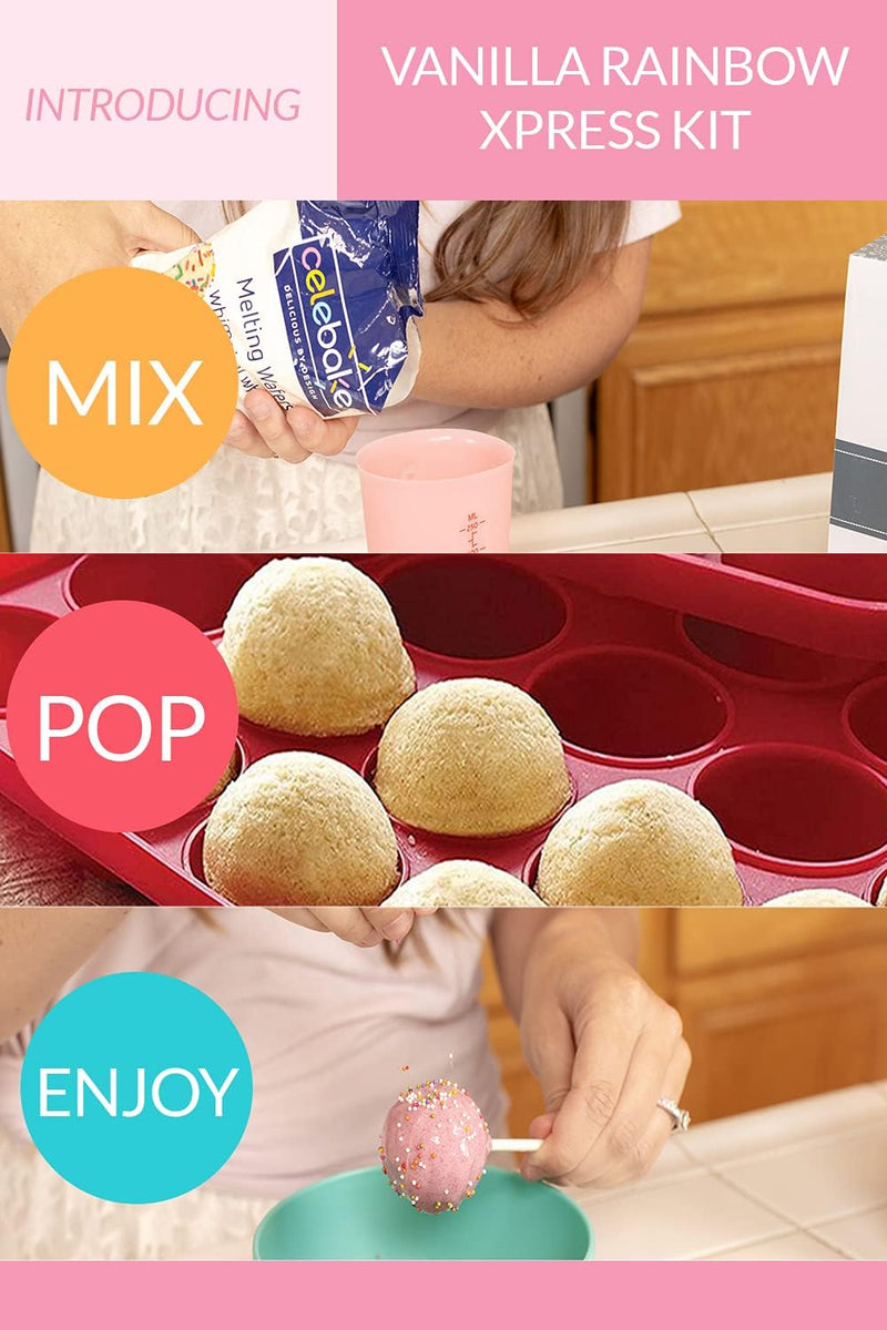 Complete Cake Pop Maker Kit - Nonstick Silicone Includes Stand Molds Sticks Melting Pot Decorating Pen Twist Ties