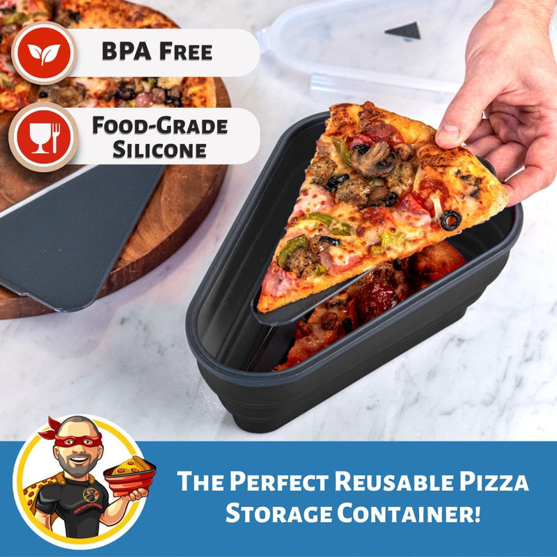 The Perfect Pizza Pack - Reusable Pizza Storage Container with 5 Microwavable Trays - BPA-Free Organizer for Space-Saving Red