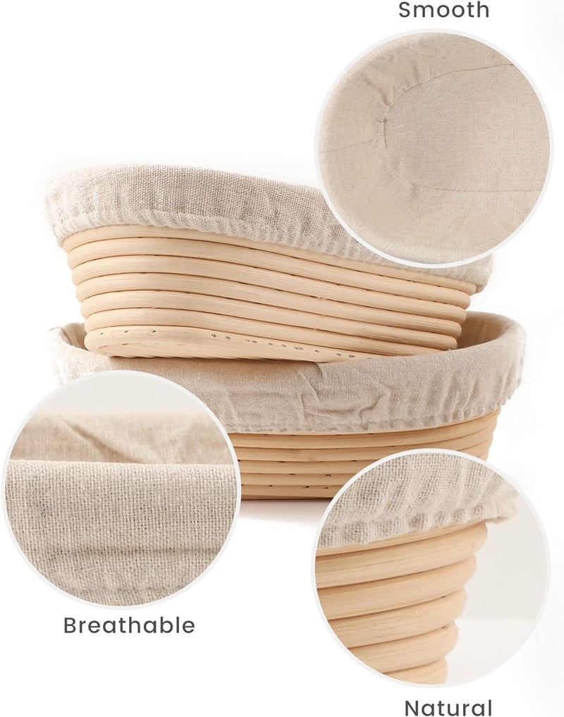 Bread Proofing Basket Set - Oval Round with Liners