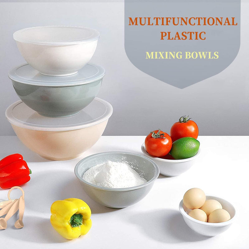 Umite Chef 18-Piece Nesting Mixing Bowl Set with Airtight Lids - Khaki