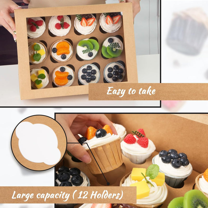 VGOODALL 6PCS White Cupcake Container - 12 count 72 Pastry Box for Holiday PartyBakery Supplies