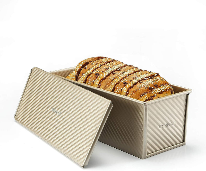 Non Stick Pullman Loaf Pan with Cover and Lid - Aluminum Steel Bread Mold - 1lb Capacity 85 x 475 x 4375