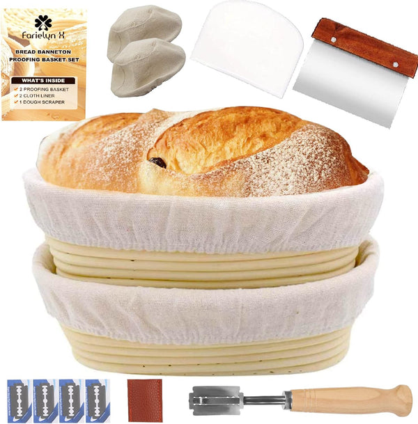 2-Pack 10 Inch Oval Bread Banneton Proofing Baskets