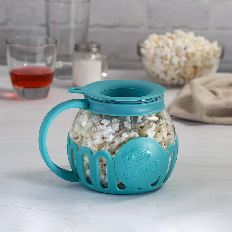 Ecolution Micro-Pop Microwave Popcorn Popper - Temperature Safe with 3-in-1 Lid BPA-Free Dishwasher Safe 15-Quart Pink