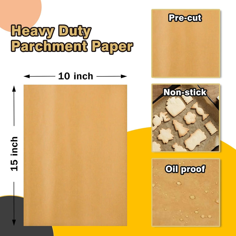 Katbite 200Pcs 12x16 In Unbleached Parchment Paper for Baking - Heavy Duty Precut Sheets for Oven Air Fryer Cookies